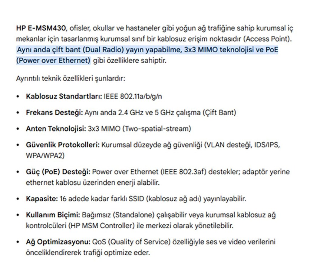 HP E-MSM430 802.11N Wi-Fi Kablosuz Access Point - 4
