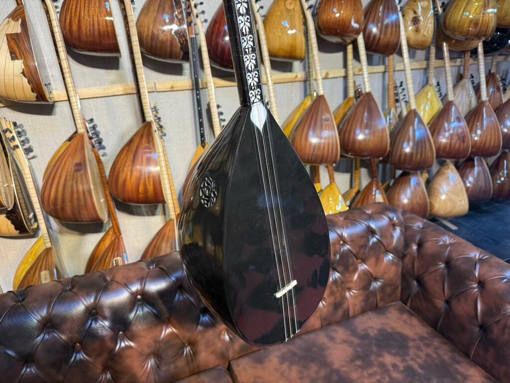 TAM PROFESYONEL 41 TEKNE SİYAH İNCİ UZUN SAP SAZ - 6
