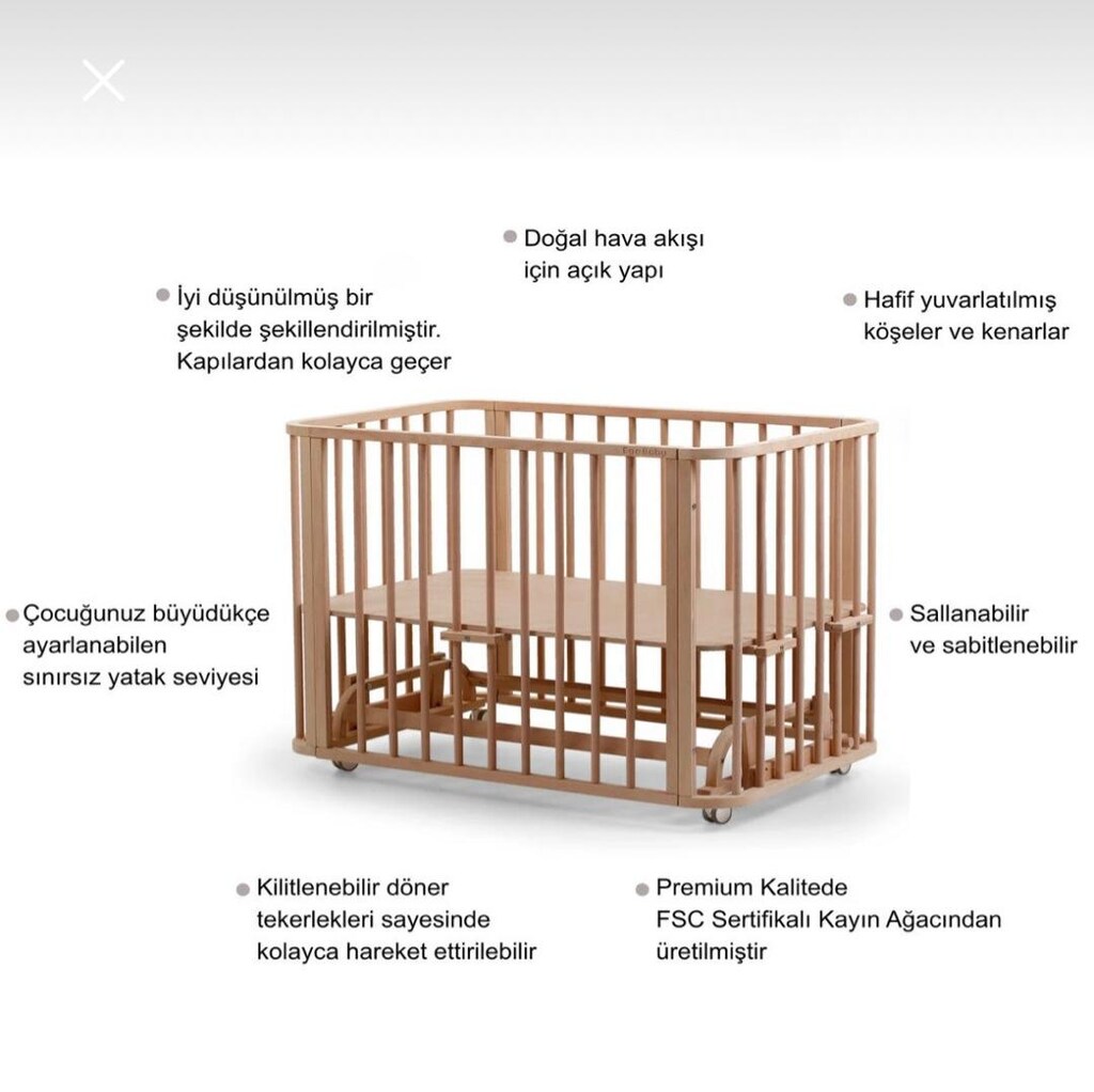 Ege baby ahşap 4in1 beşik + uyku seti - 5