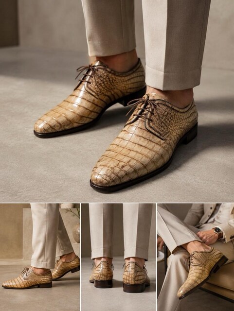 SANTONI. timsah deri el yapım özel üretim erkek ayakabısı