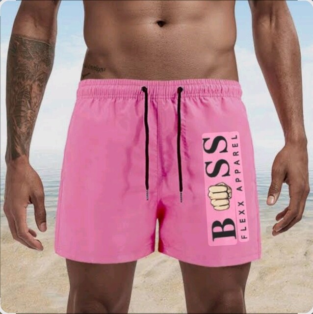 BOSS neon pembe cepli deniz şortu
