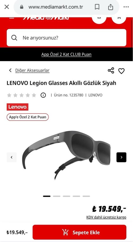 Lenovo legion glasses akıllı gözlük gen1