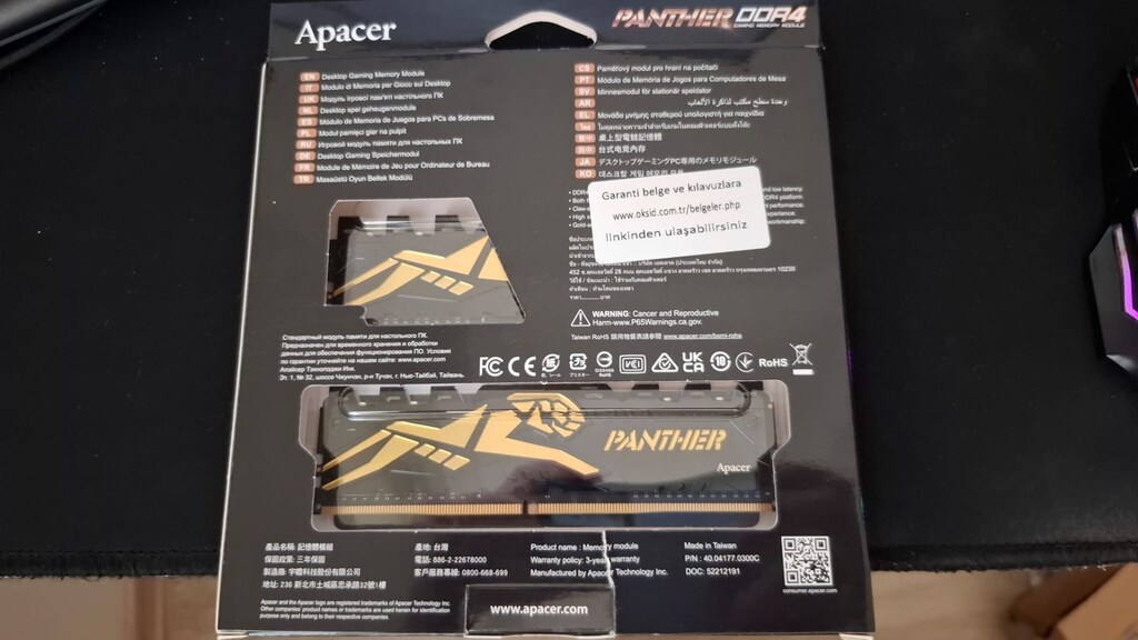 Apacer Panther 16GB (2x8GB) DDR4 3200MHz CL16 Dual Kit RAM - 3