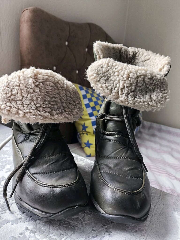 Haki Deri Detaylı Peluşlu Kışlık Bot - 11