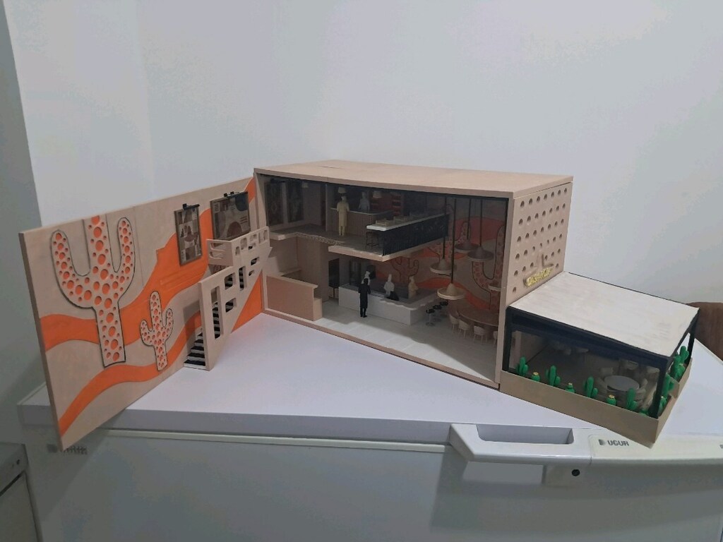 Meksika Konseptli Kafe Mimari Maketi (1/20) Profesyonel El Yapımı - 5