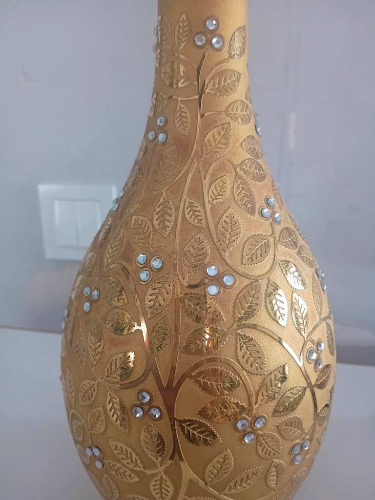 gold taşlı vazo - 3