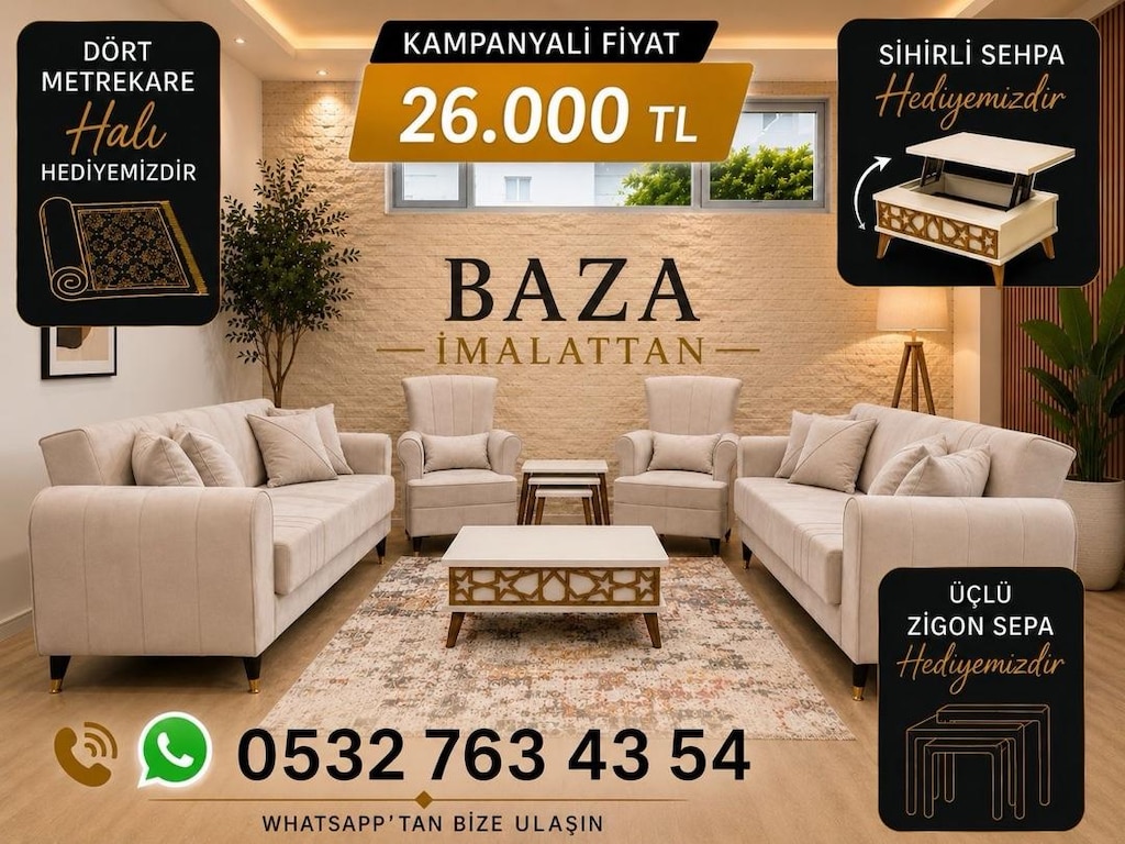 Koltuk Takımı sıfır Halı sehpa Masa hediyeli - 3