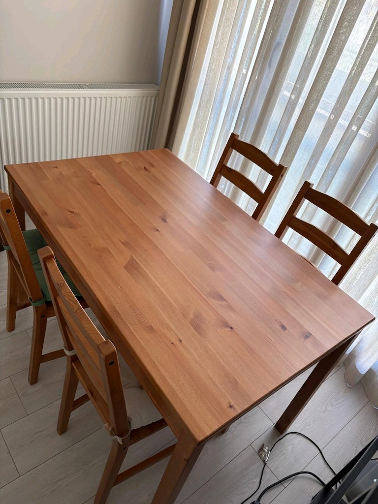 ikea hagernas vernik çam 4 sandalyeli yemek masası mutfak masası takım - 2