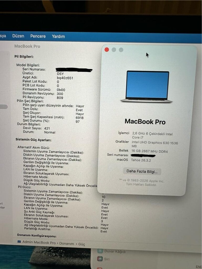 MacBook Pro 2019 16” i7 16GB Kutulu Temiz Kullanılmış - 6