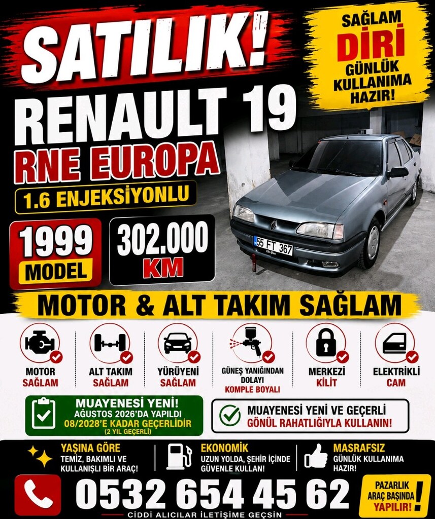 RENAULT 19 RNE EUROPA 1.6 HiÇ BiR KRONİK PROBLEM YOKTUR. - 15