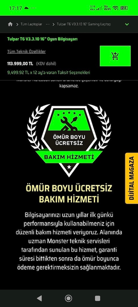 MONSTER tulpar t6.v3.10.6 oyuncu bilgisiyarı - 2