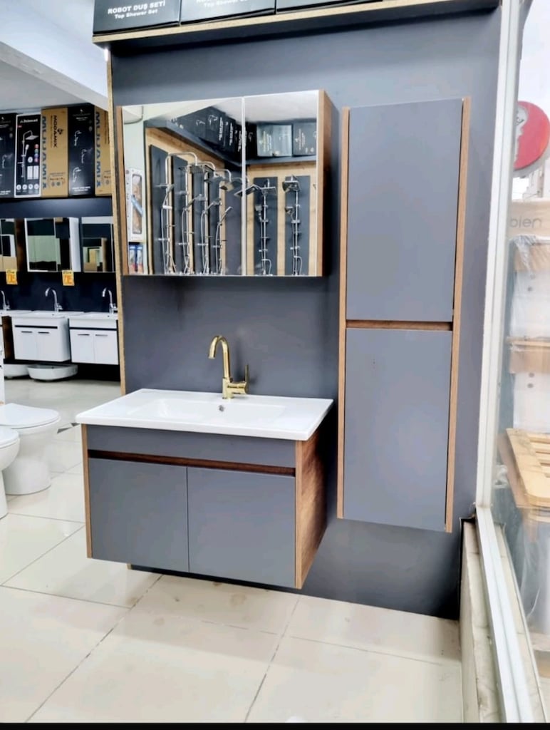 80 cm MDF kapaklı banyo dolabı takımı - 2