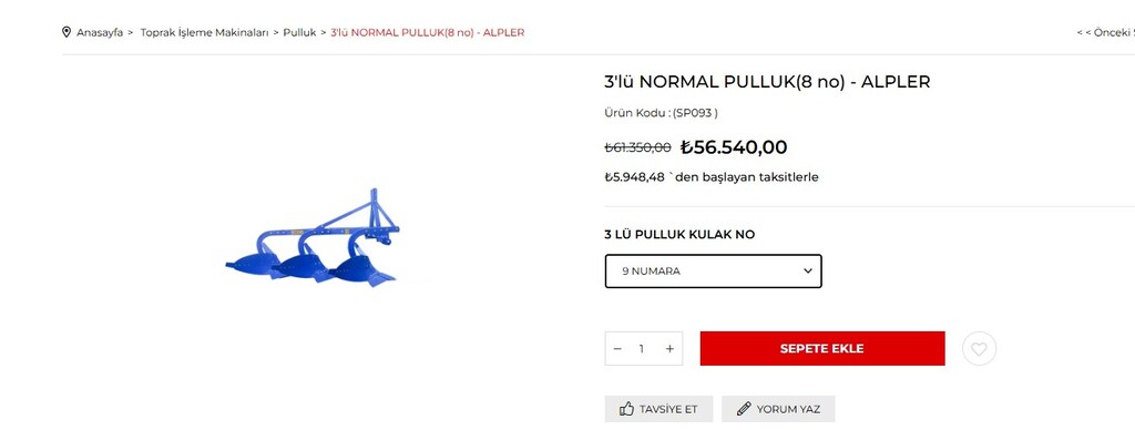Traktör İçin 3'lü Pulluk 9 Numara - 2