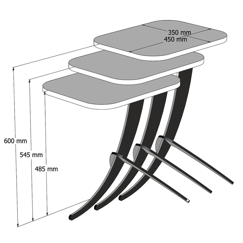 Pion Metal Ayaklı 3 Lü Zigon Sehpa - Renkli - 2