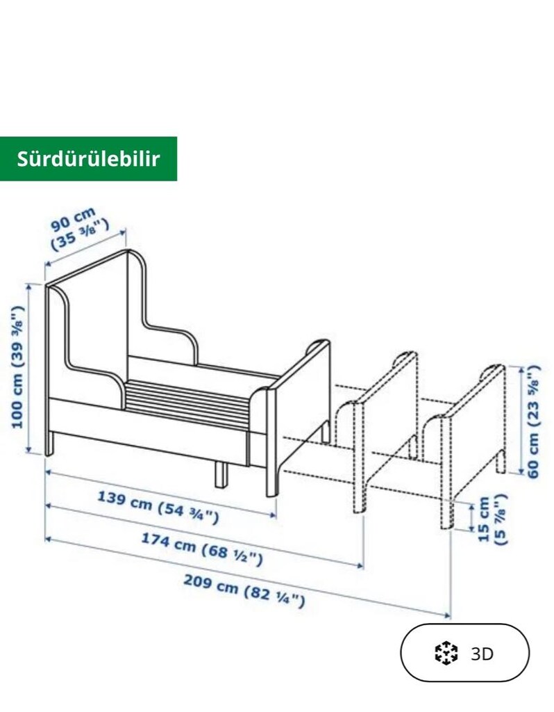 IKEA BUSUNGE ÇOCUK UZAYAN YATAK - 7