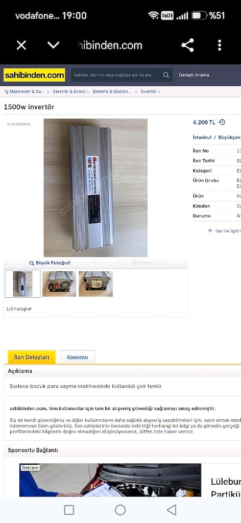 MERVESAN 1500W İnverter 12 volt akuden 220 volt cevirir sıfır ayarında - 4