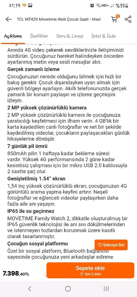 TCL MT42X Akıllı Çocuk Saati - 12