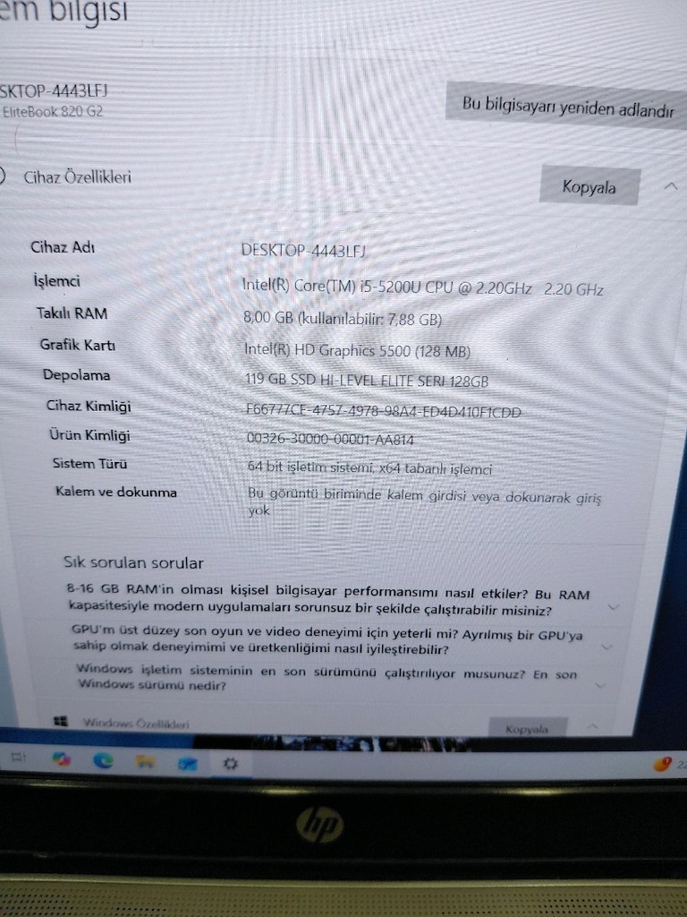 HP 12.5 İNÇ SSDLİ 5.NESİL FHD ÇÖZÜNÜRLÜKLÜ LAPTOP! - 9