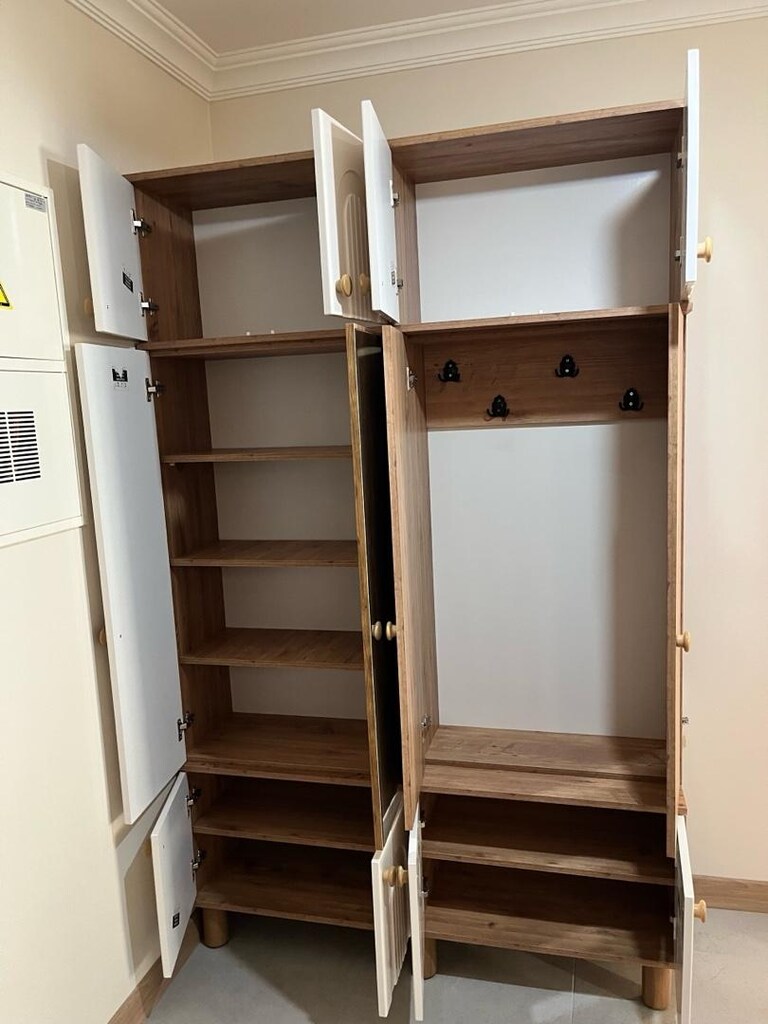 Ekru krem kapaklar kasa ceviz bohem model Portmanto - 2