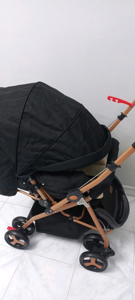 SIFIR SIFIR ÜRÜN Kaliteli keten kumaşlı 8 tekerli iç pedli bebek araba - 15