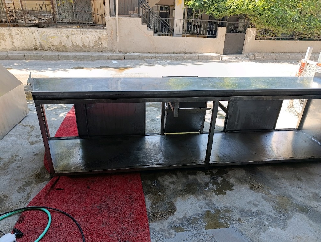 3.5m krom tezgah krom çalışma tezgahı çalışma bankosu raflı kapaklı - 9