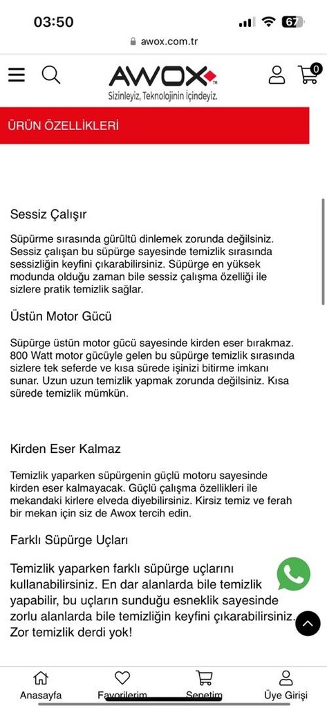 AWOX SESSİZ TORBALI SÜPÜRGE SIFIR awox süpürge sıfır - 3