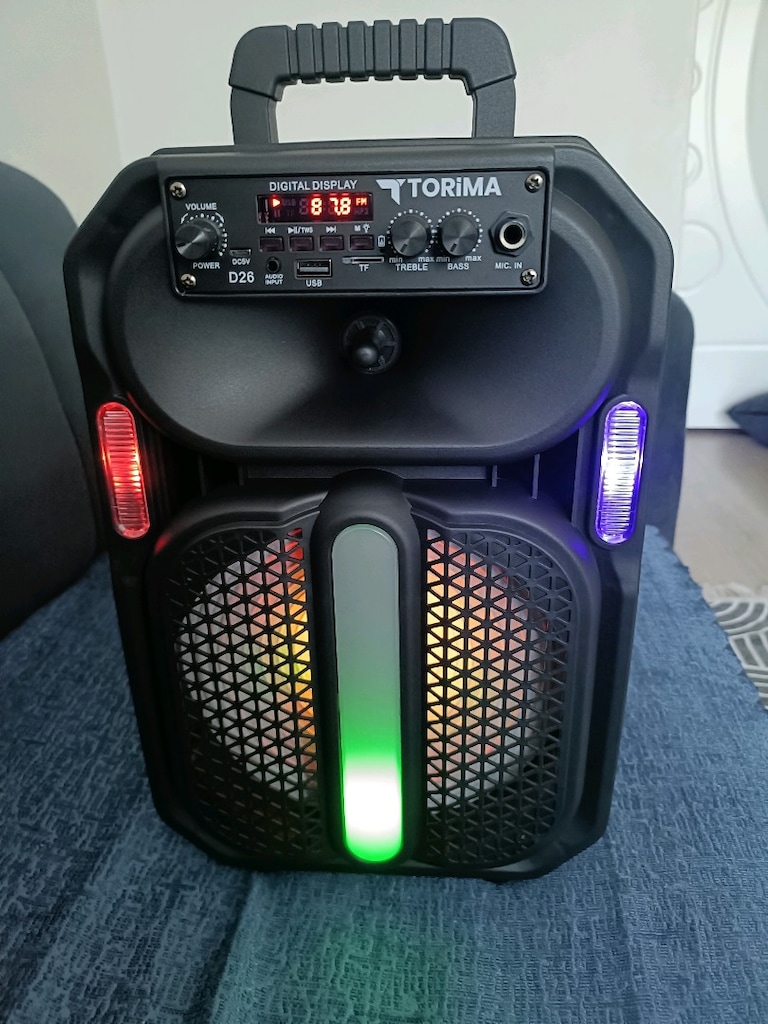 blutud spiker hoparlör radyo karaoke kumandalı Led lambalı taşınabilir - 4