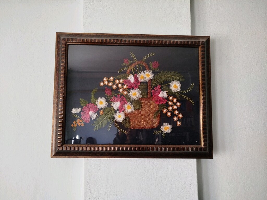 Vintage El yapımı tablo 52x66 cm - 5