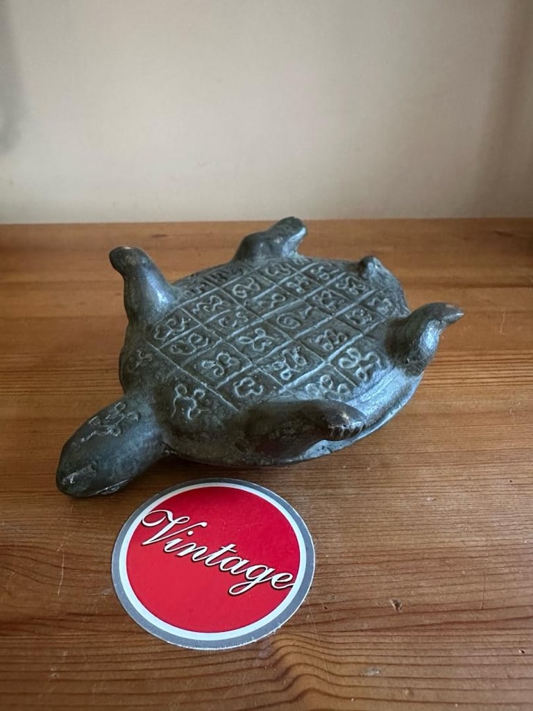 NADİR! 862gr.Vintage Bronz spiritüel Kaplumbağa - 4