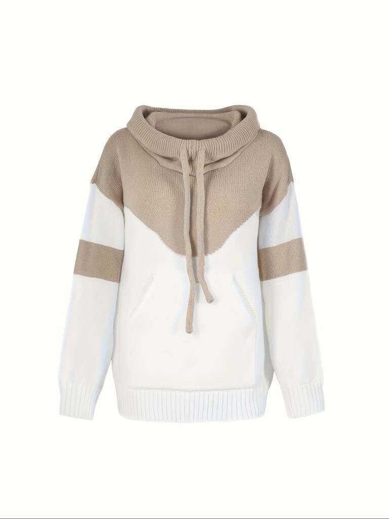 B042 Kapüşonlu İpli ve Renk Koordinasyonlu Mükemmel Triko Hoodie - 2