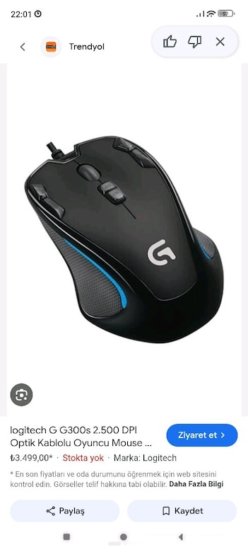 logitech G G300s 2.500 DPI Optik Kablolu Oyuncu Mouse - Siyah - 5