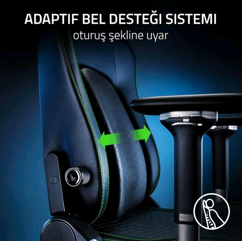 RAZER ISKUR V2 SİYAH YEŞİL (6D adaptif bel destekli) OYUNCU KOLTUĞU - 5