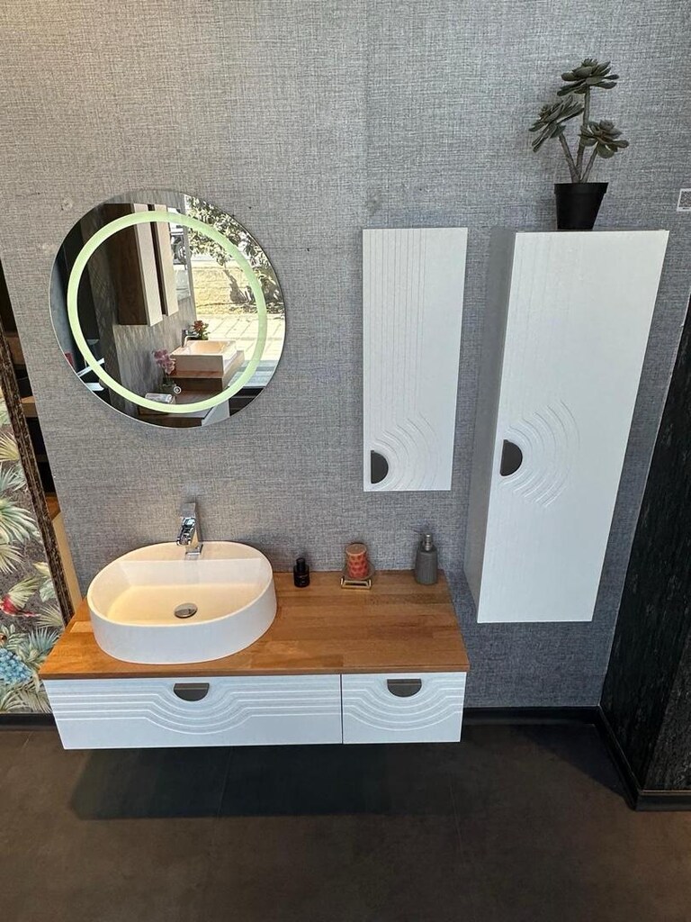 Omega 120 Kayın Çanak Tezgahlı Banyo Mobilya Seti (LAKE SIFIR İMALAT) - 6