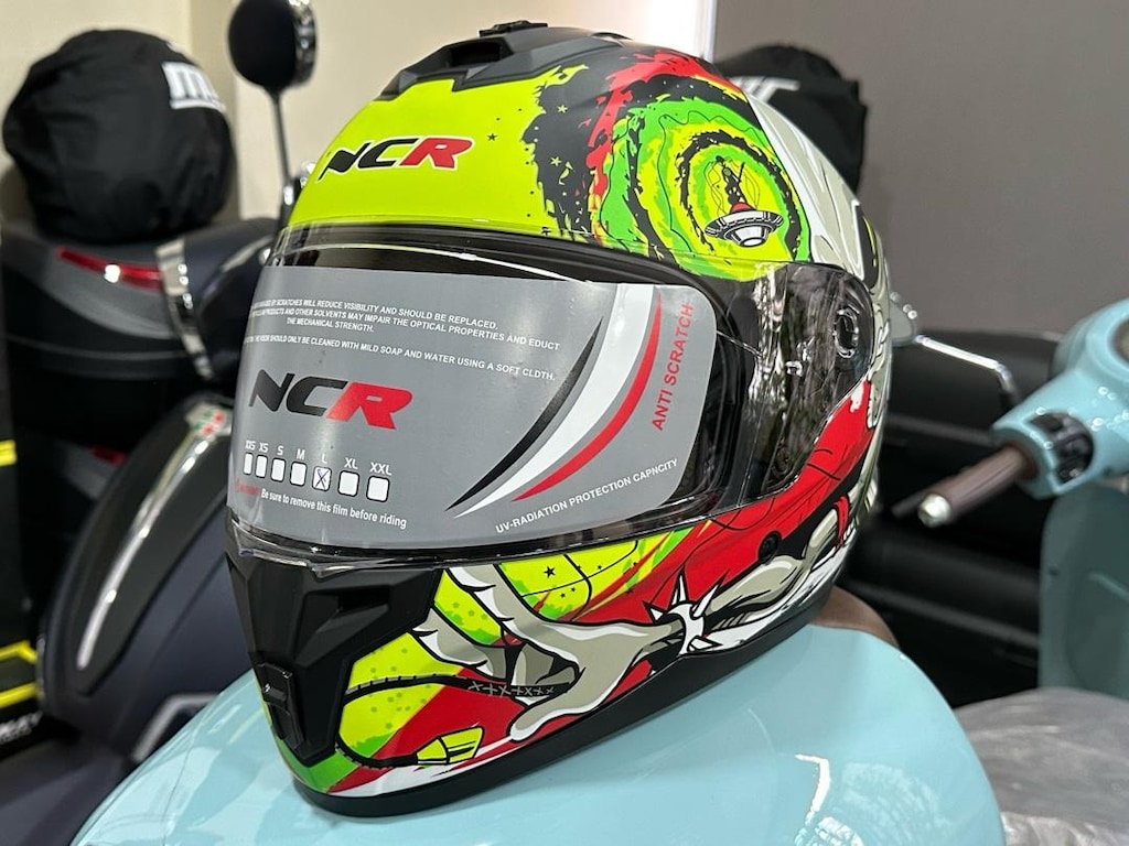 NCR RAPİD M70E KAPALI KASK - Uzaylı Sarı/Kırmızı