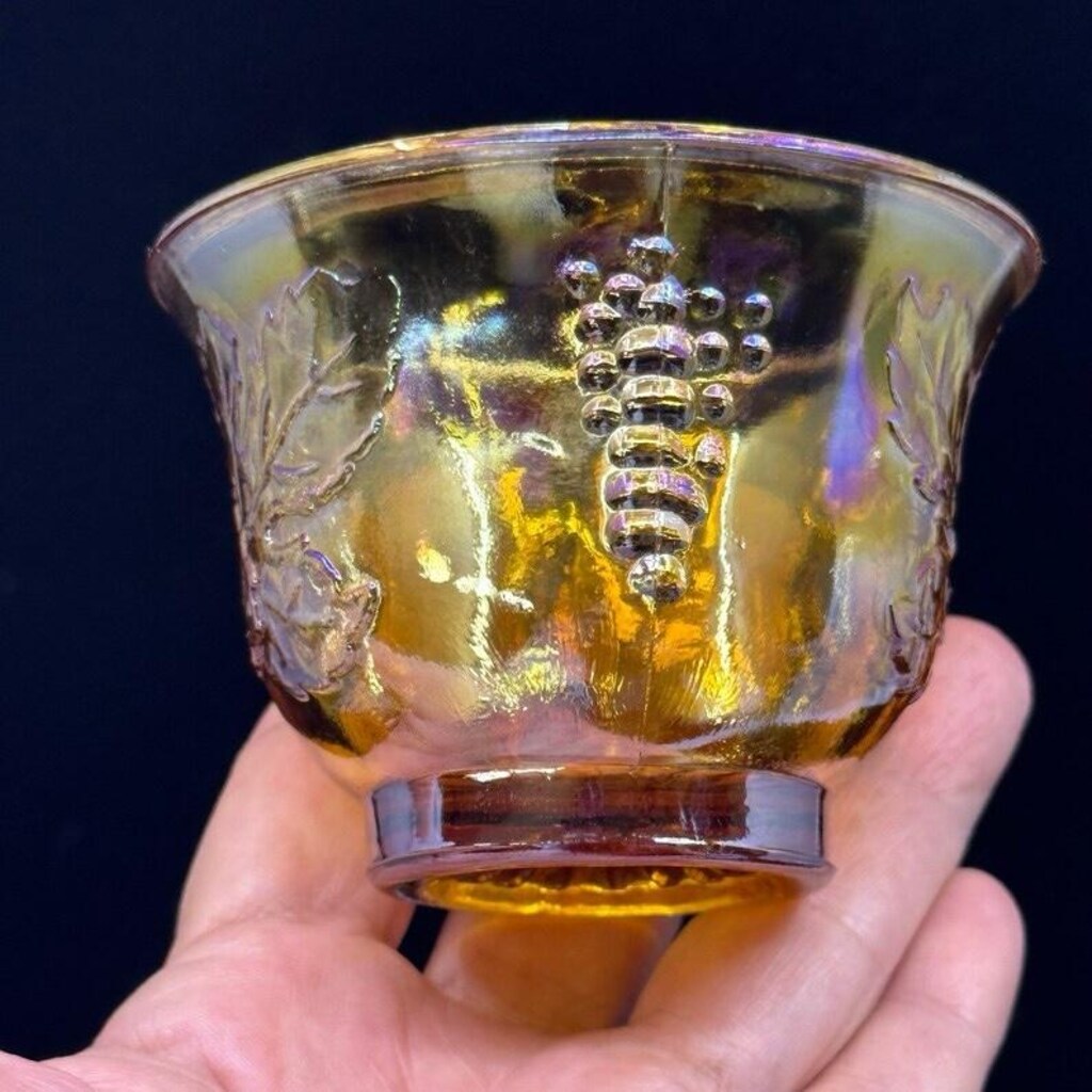 ANTİKA! CARNİVAL GLASS ( Karnaval Glass ) AMERİKAN Çay Fincan Takımı - 10