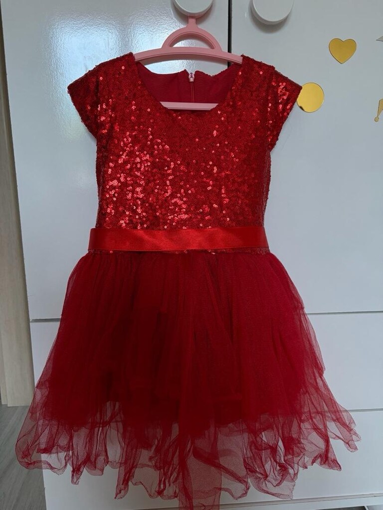 kız çocuk kırmızı tütülü elbise - 3