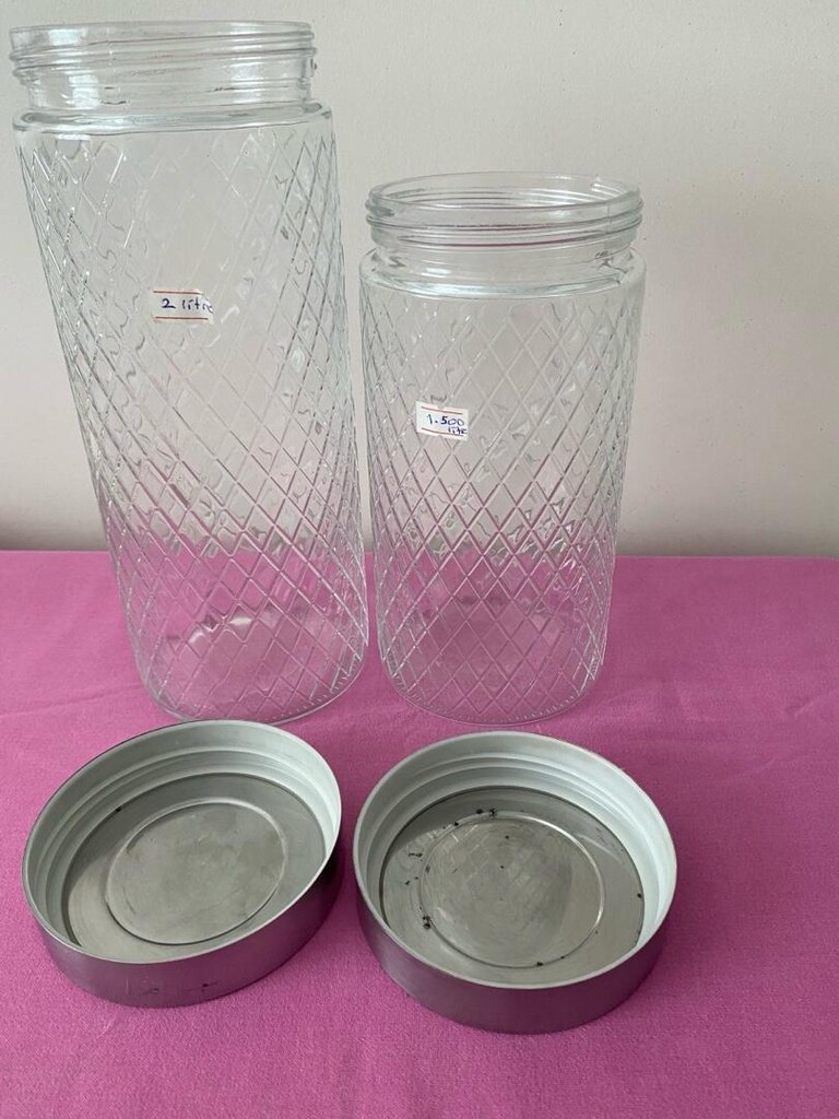 Büyük boy 2li set , vakumlu metal kapaklı cam kavanoz - 3