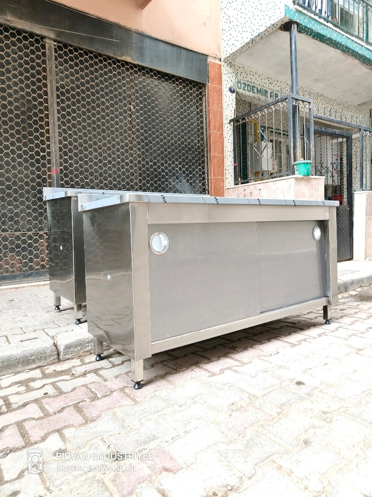 160 cm krom çalışma tezgahı krom tezgah endüstriyel hazır mutfak tezga - 12
