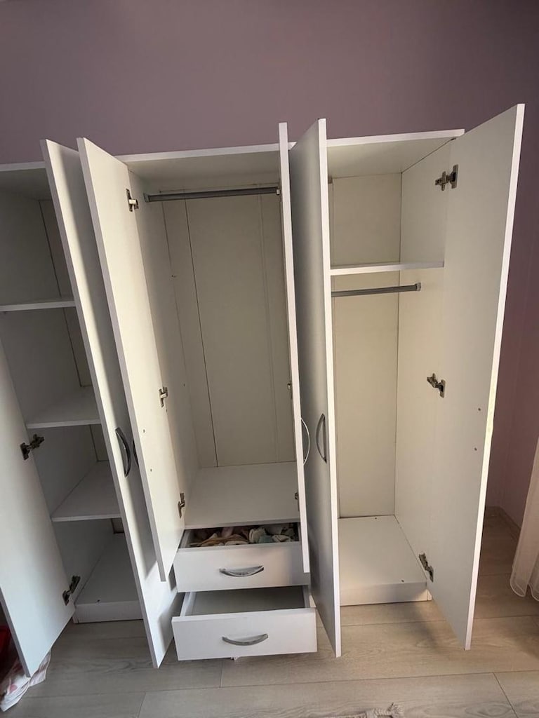sunta 6 kapaklı 2 çekmeceli beyaz gardırop - 2