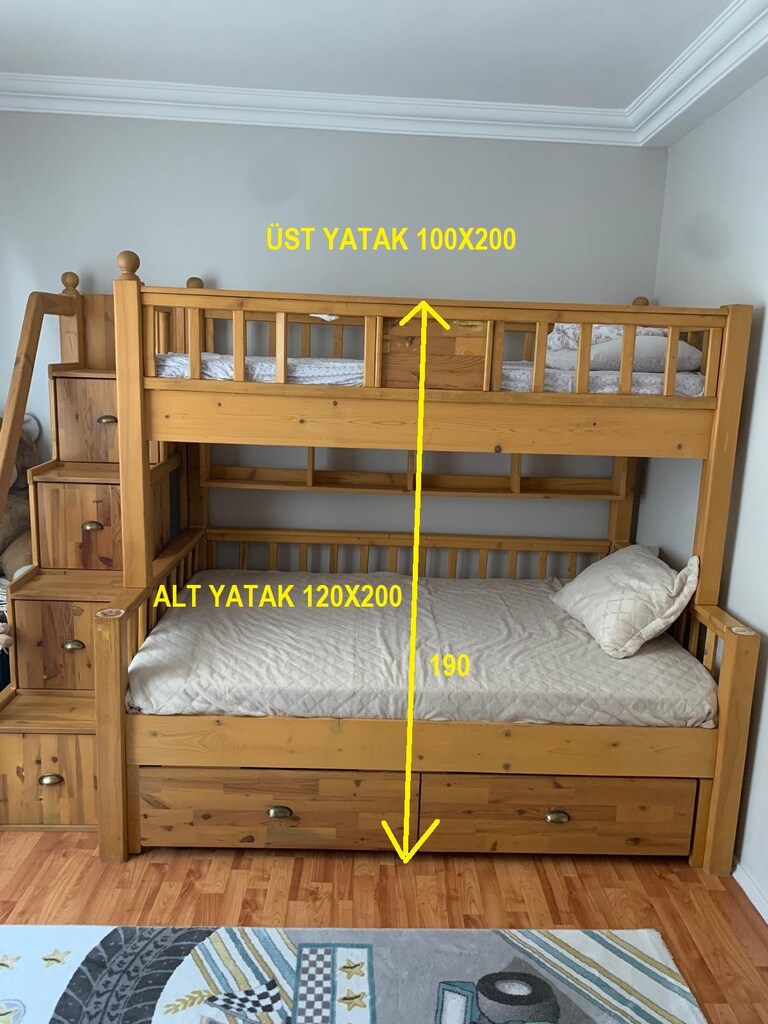 Masif Çam Ağacı, Özel Tasarım Yavrulu Ranza! - 4