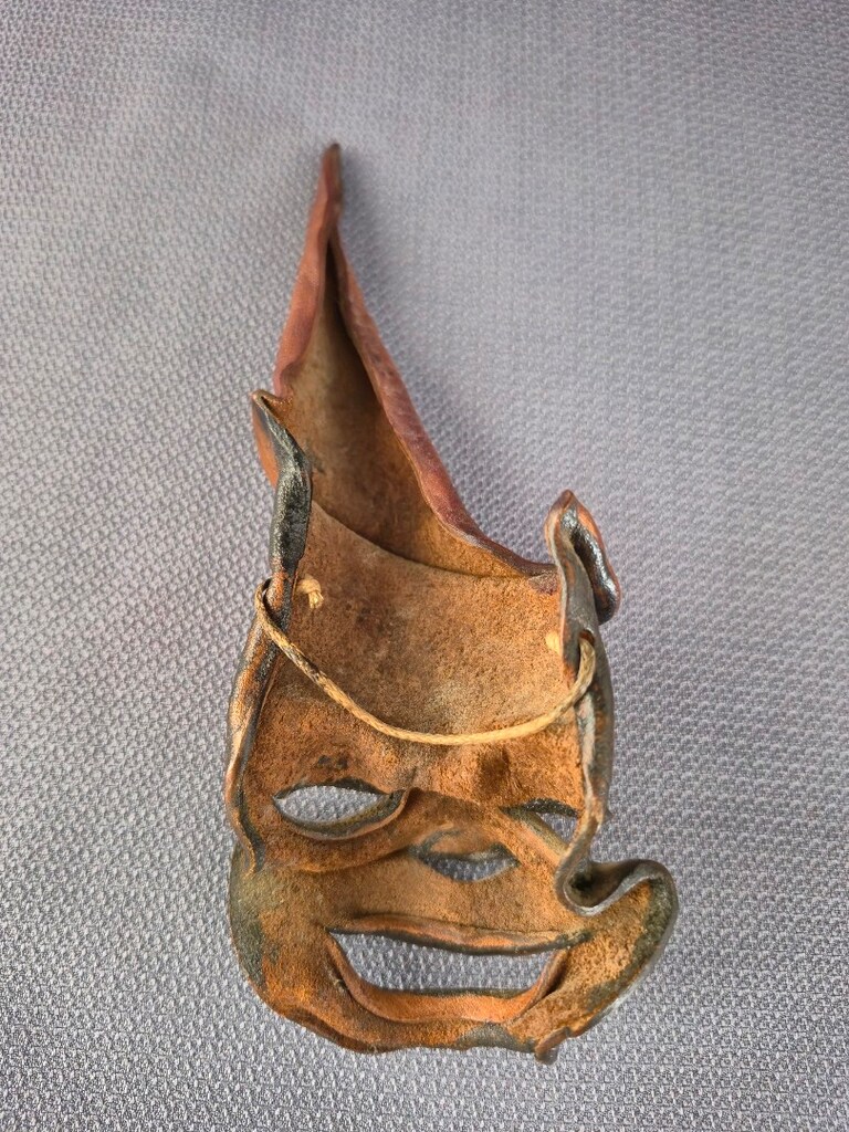 VİNTAGE DERİ DUVAR MASKESİ....7x16.5 cm - 4