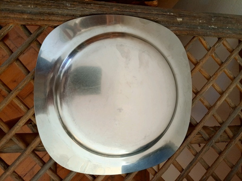 Vintage / Kullanılmış Metal Servis Tabağı / Tepsisi - 2