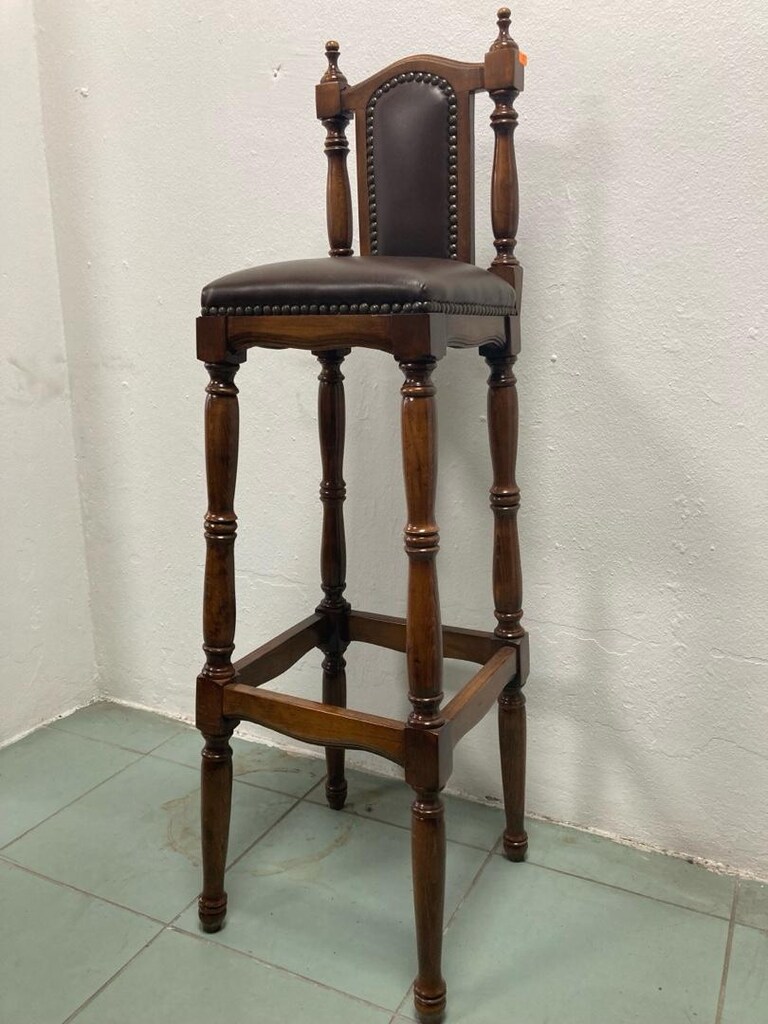 Vintage Fransız deri bar sandalyesi - 5