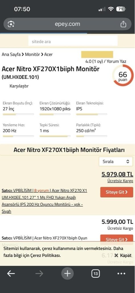 ACER Nitro XF270X1 Oyuncu Monitörü - 5
