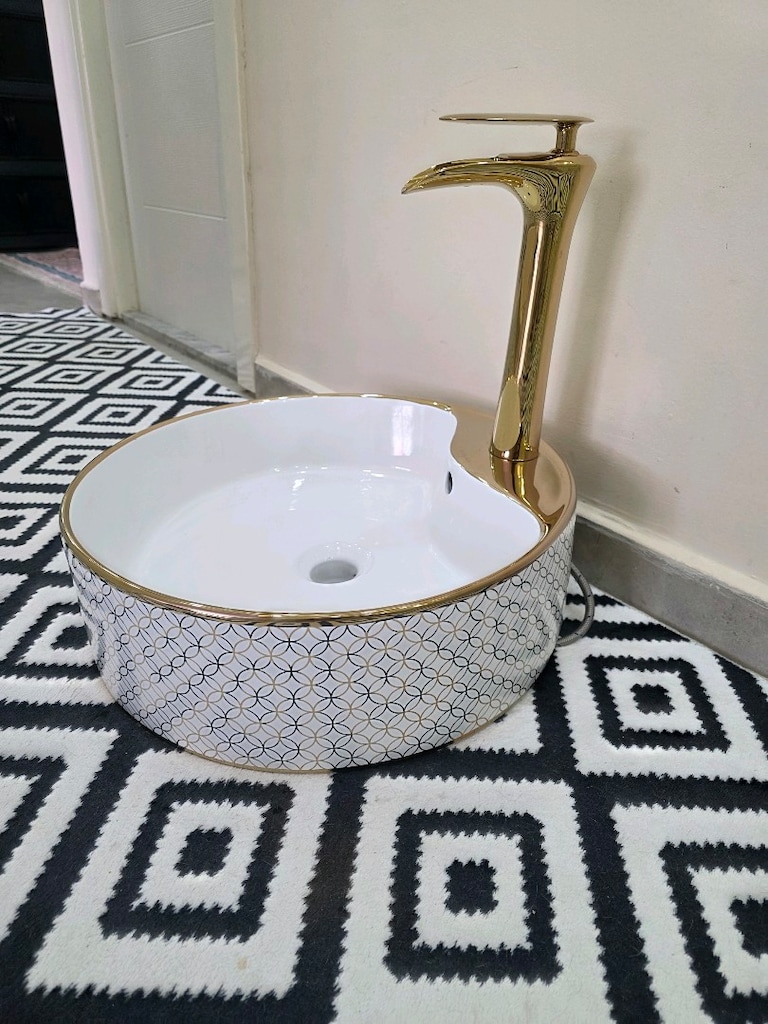 bataryasi ve lavabosu takim 46x46cm seramik ve pirinç - 2