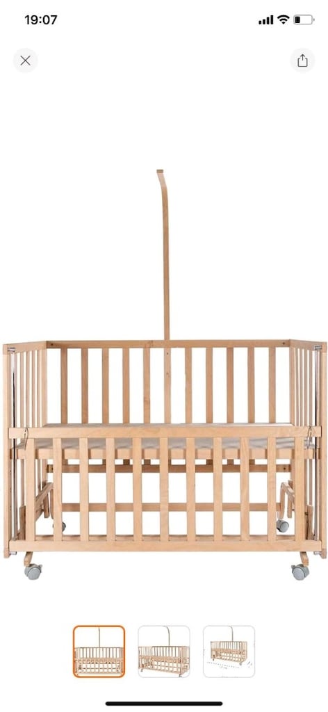 Babyplus naturel ahşap sallanır beşik - 2