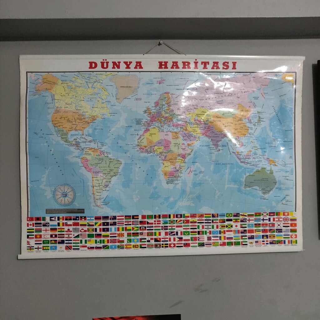 Türkiye ve dünya haritası arkalı önlü en 1 metre boy 70 santim - 3