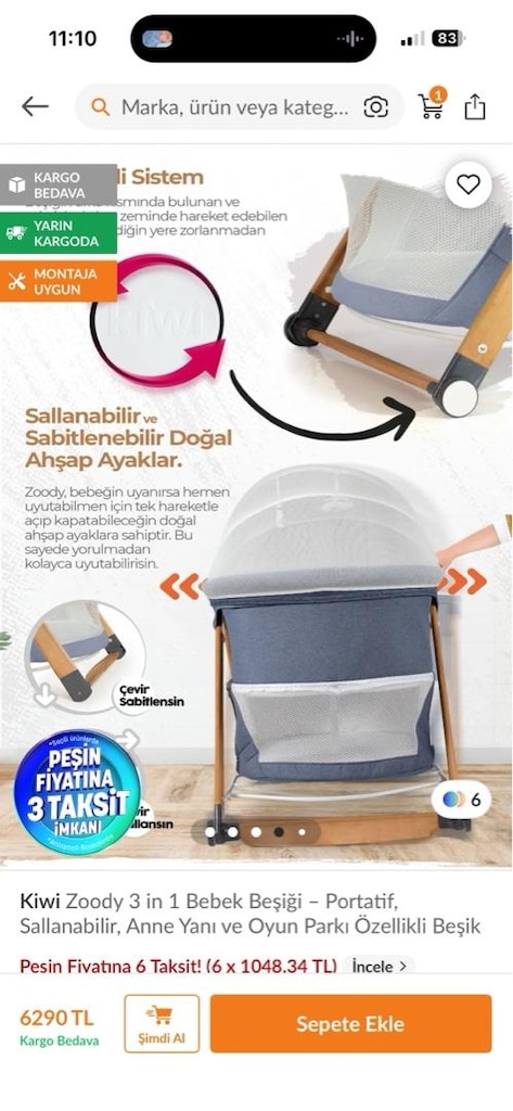 kiwi zoody 3 in 1 Bebek Beşiği - 3