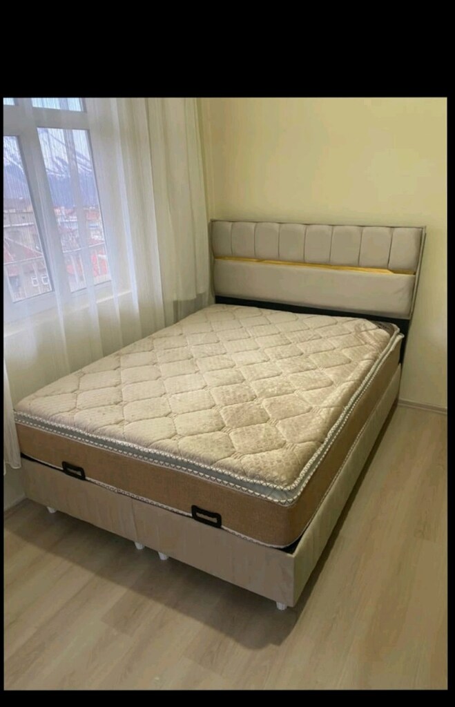 krem çift kişilik baza yatak - 8
