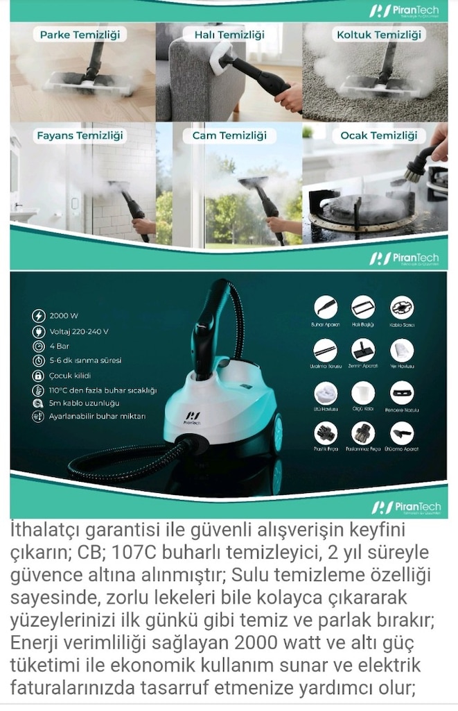 Pirantech Buharlı Temizlik Makinesi - 8